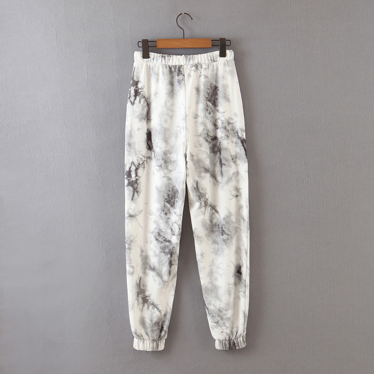 Tie-Dye Printed Jogging Trousers With Tie At Waist