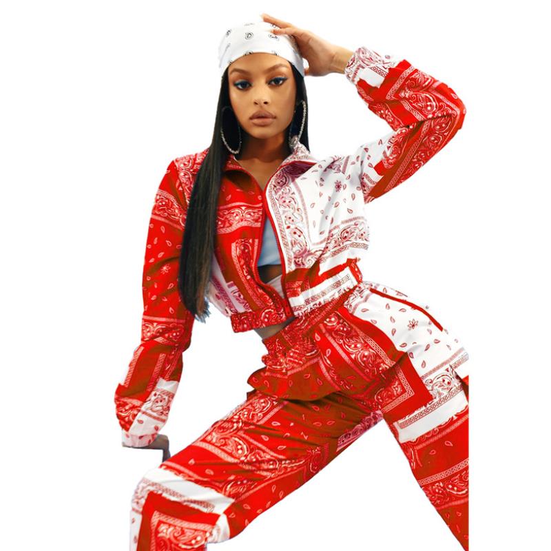 Fashion Printed Loose Two Piece Women's Suit