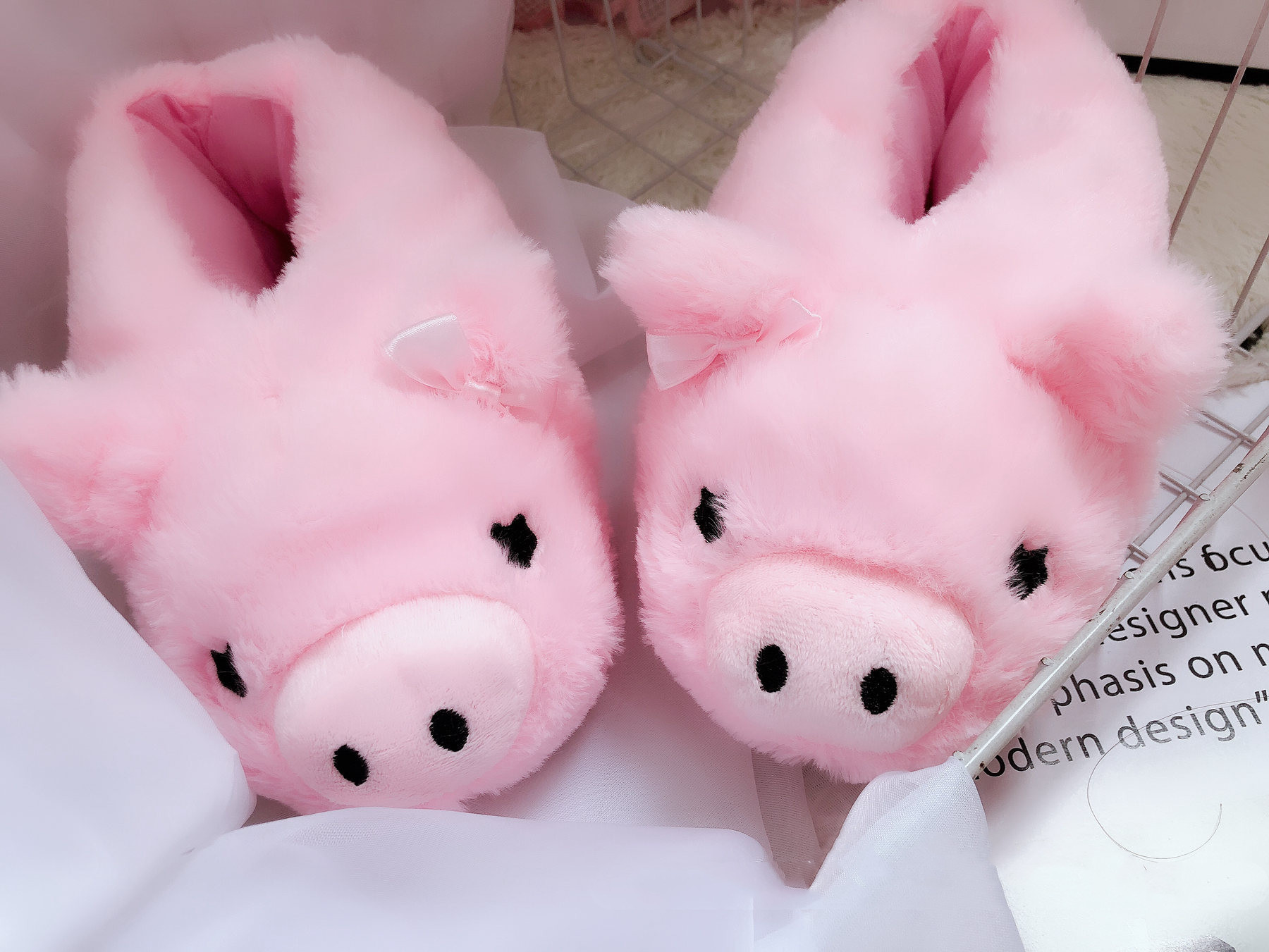 Ladies Cute Cartoon Piggy Indoor Thick Soled Waterproof Plush Home Cotton Slippers