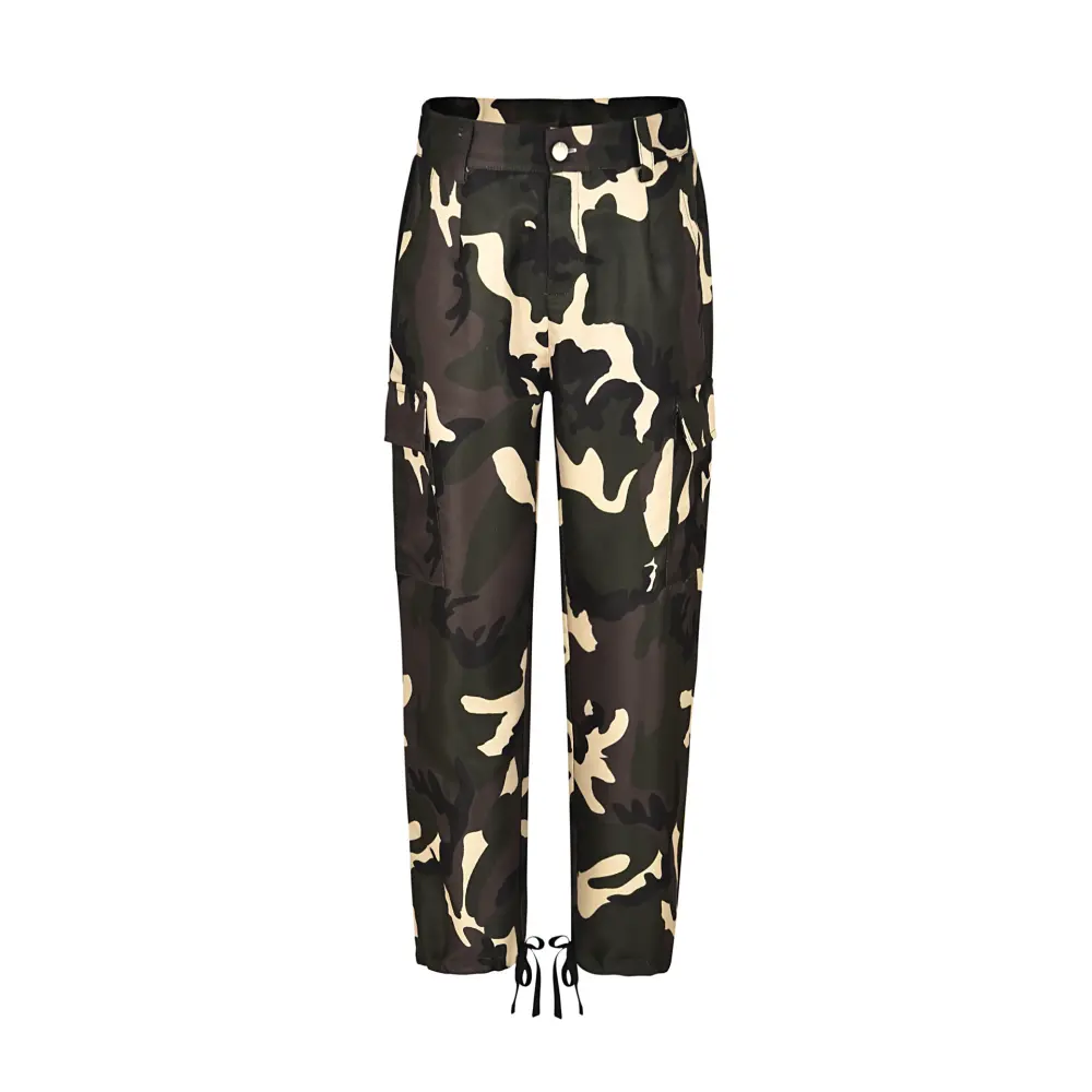 Camouflage Print Cargo Trousers Casual