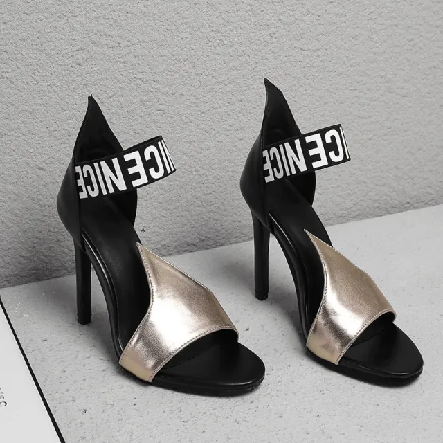 Fashion Stiletto Super High Heel Hollow Sandals Gold - Shop at LoveMi
