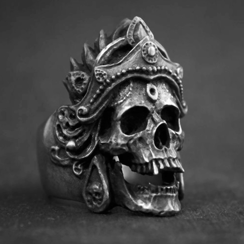 New And Unique Indian Crown Skull Ring