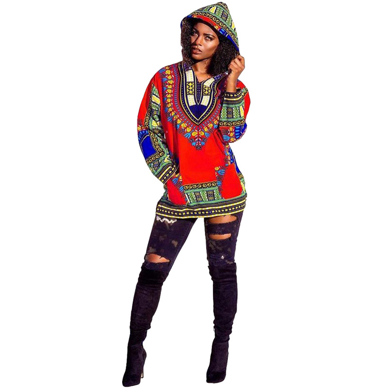 National Style Totem Positioning Printing Hooded Sweater