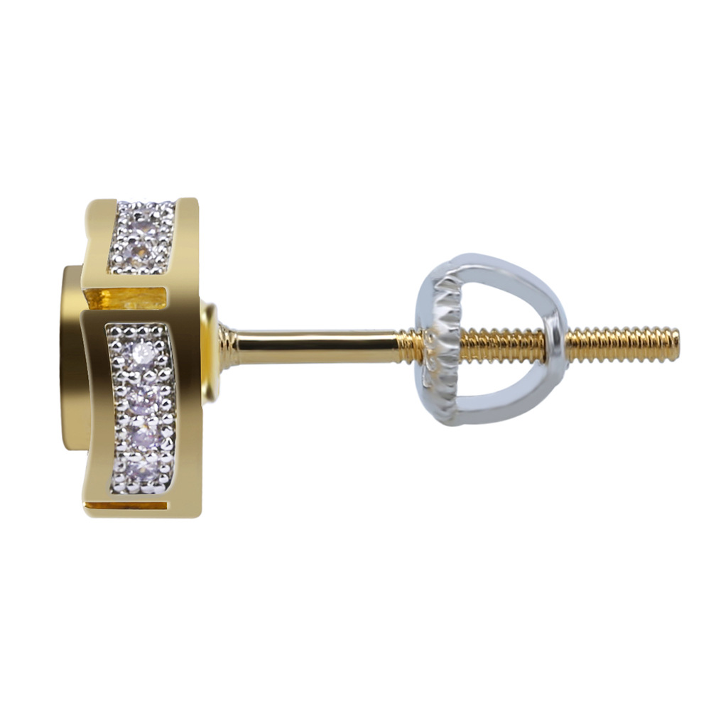 Men's Round Hip Hop Diamond Stud Earrings