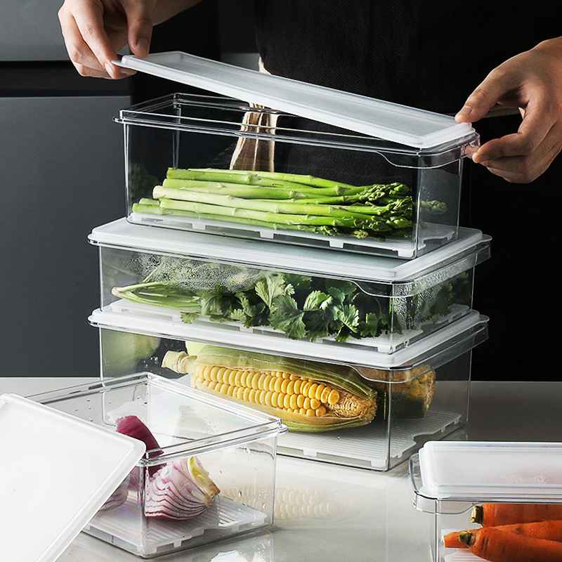 Refrigerator Crisper Transparent Plastic Storage Box