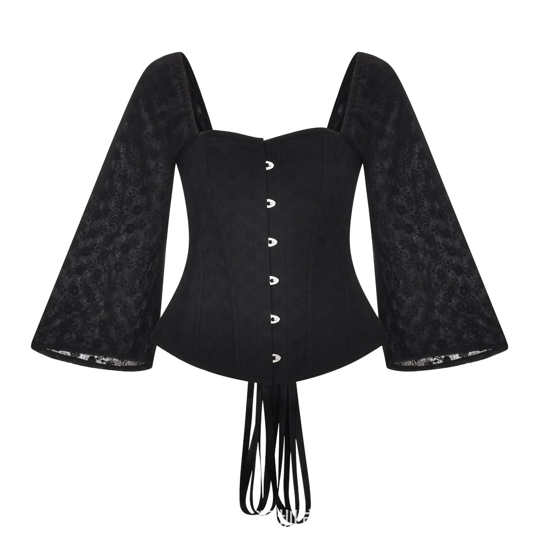 Retro Square Collar Shirt Long Sleeve Puff Sleeves