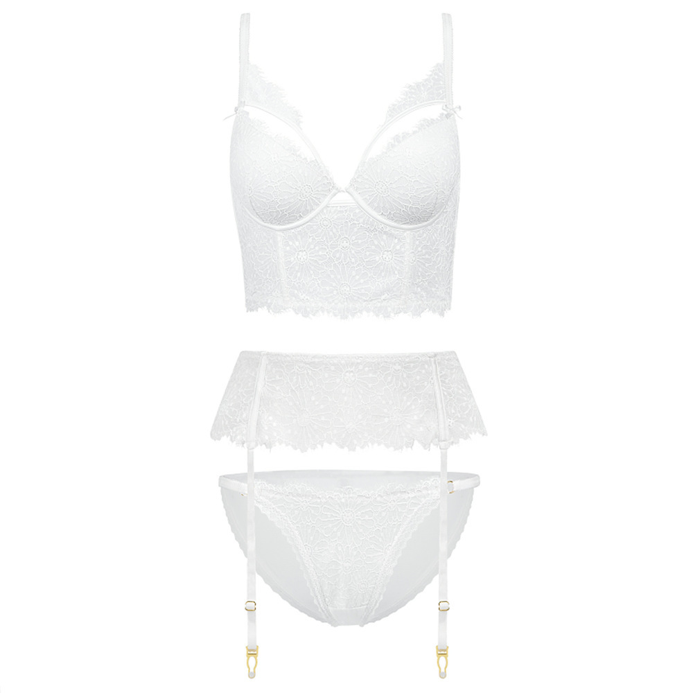 New Sexy Lace Three-Piece Ladies Plus Size Gather Underwear