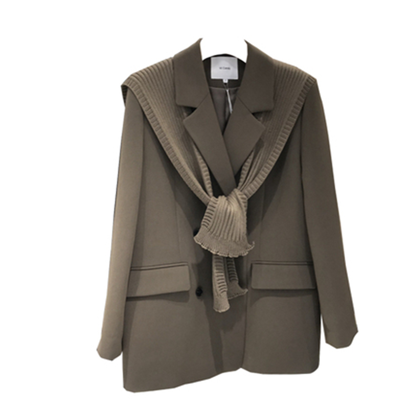 Temperament Wild Double-breasted Suit Jacket Shawl Two-piece Suit