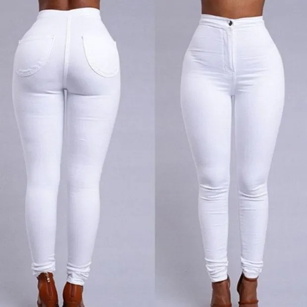 Fashion elastic jeans women leggings ladies White - Shop at LoveMi
