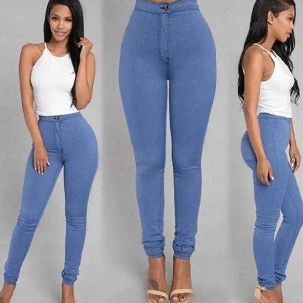 Fashion elastic jeans women leggings ladies Wathet - Shop at LoveMi