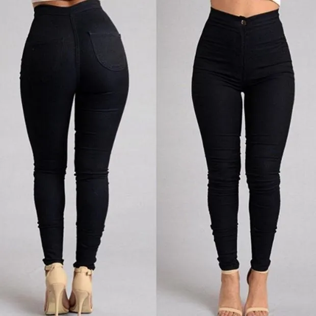 Fashion elastic jeans women leggings ladies Black - Shop at LoveMi