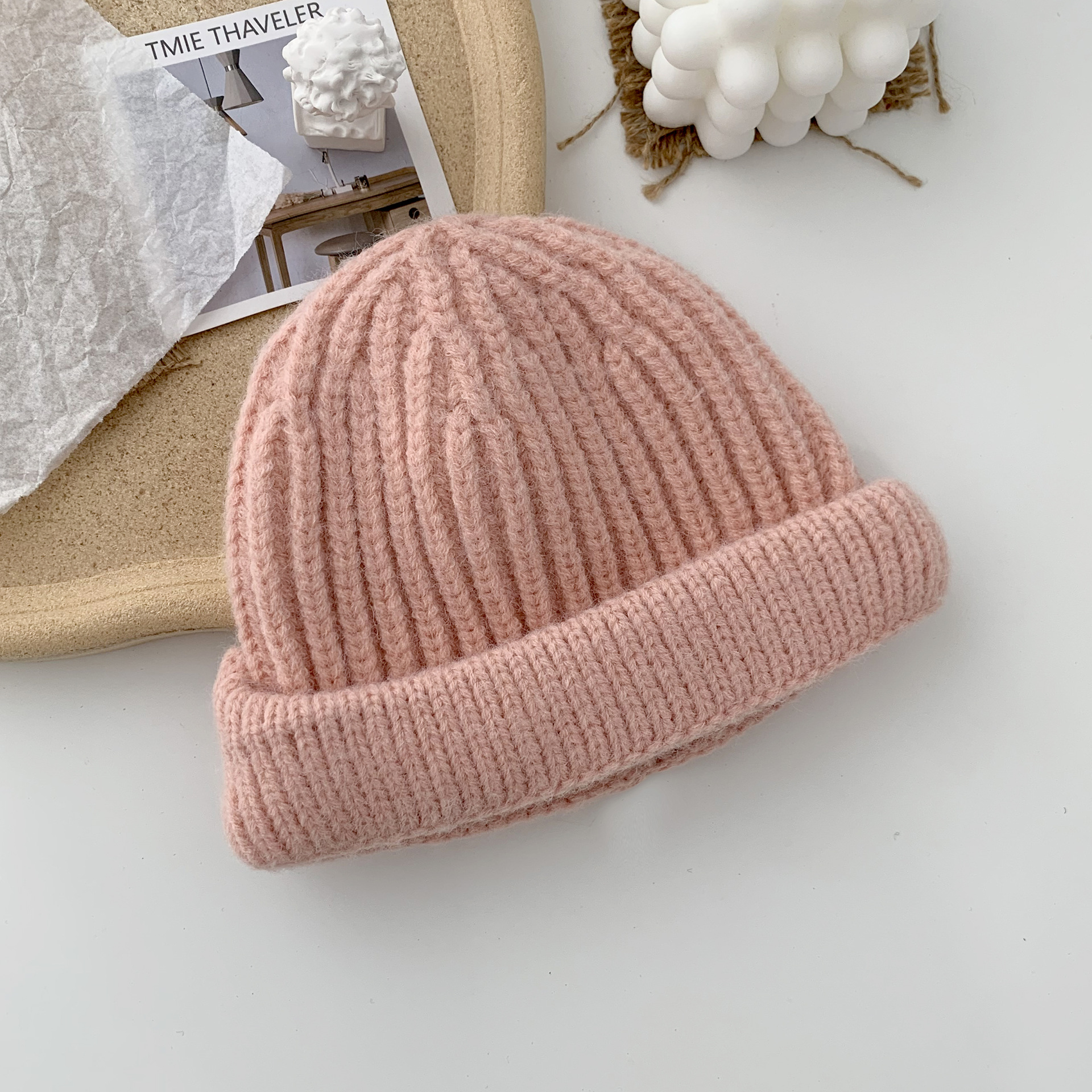 New Children's Hat Mohair Macaron Color Curled Melon Hat