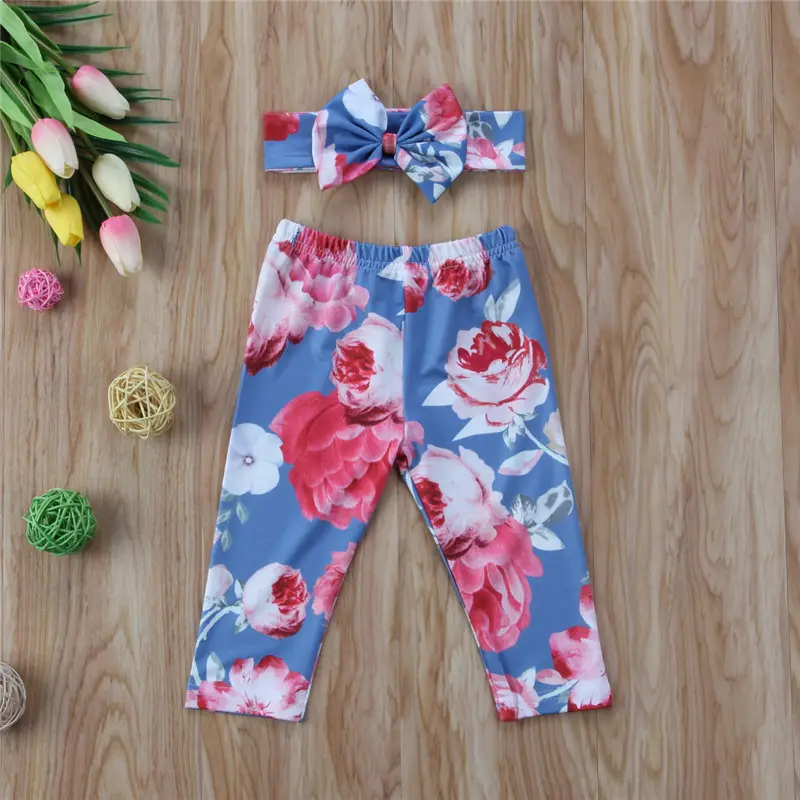 Spring and Summer Flower Print Basic Baby Pants