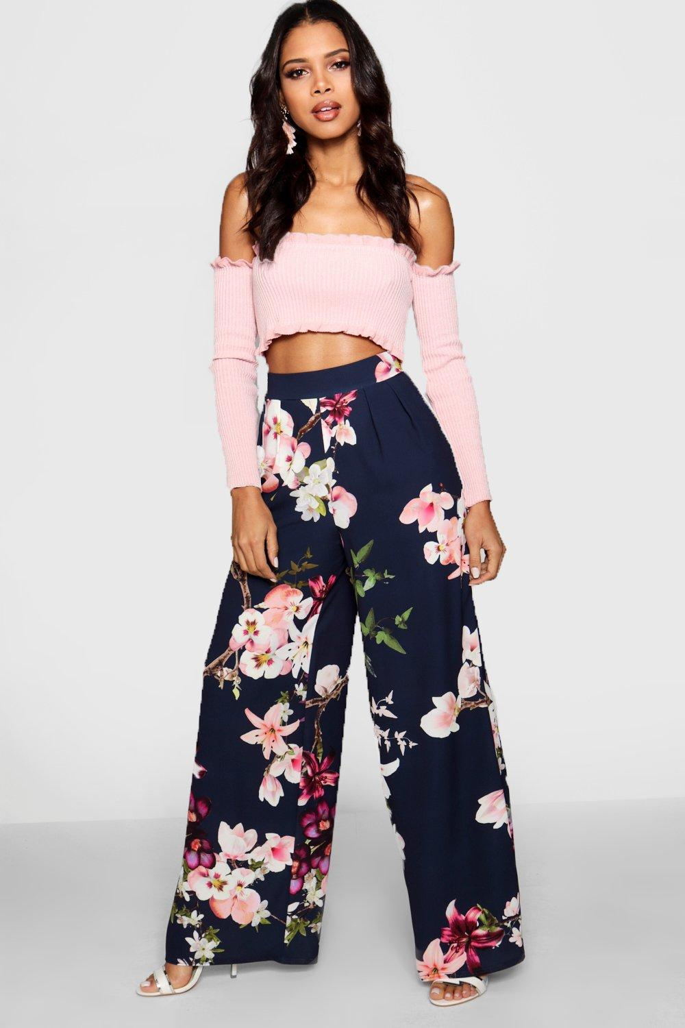 Title 3, High-Waisted Loose Printed Wide-Leg Trousers