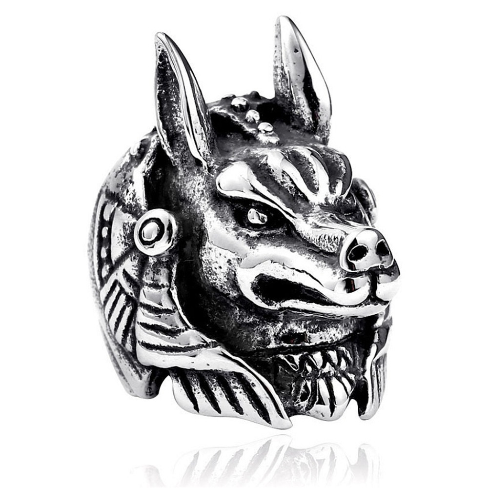 Domineering Men's Three-dimensional Carved Jackal Ring