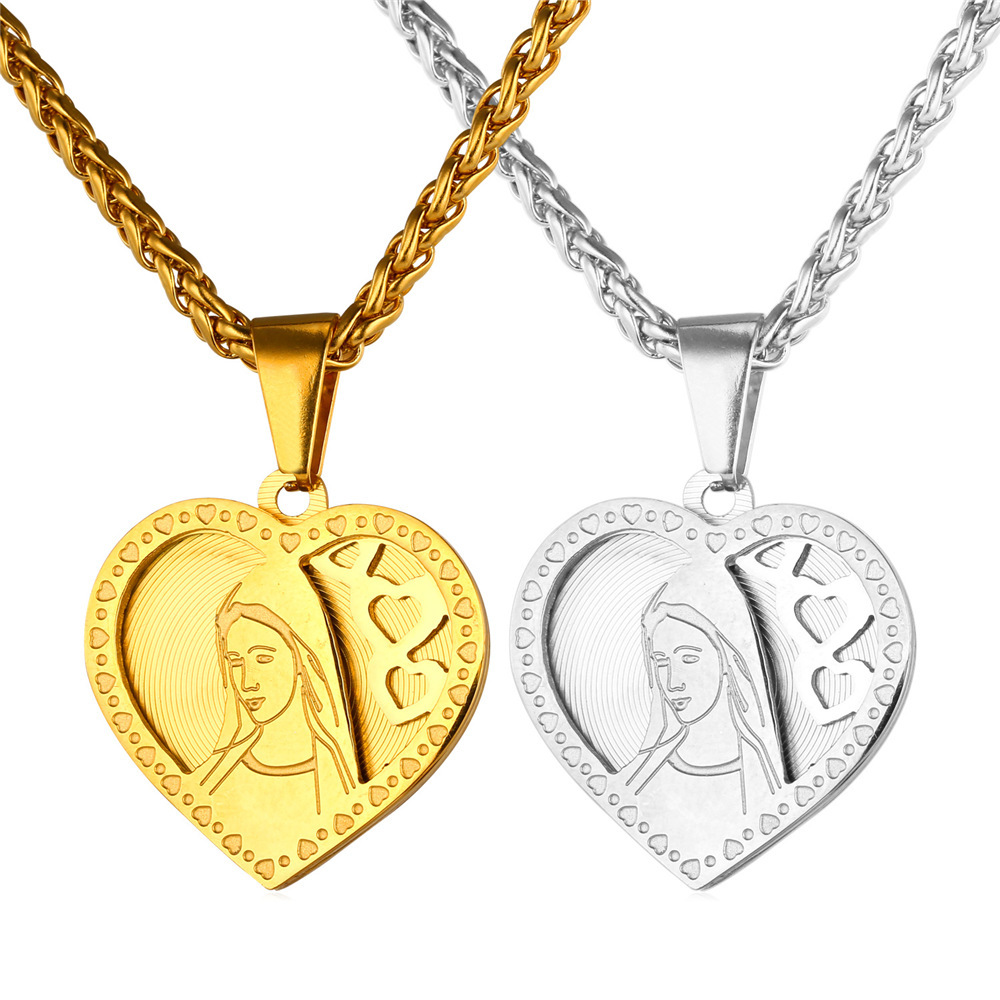 Stainless Steel Vintage Virgin Mary Necklace