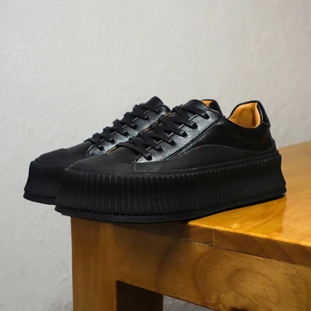 Platform Leather Women's White Shoes Black - Shop at LoveMi