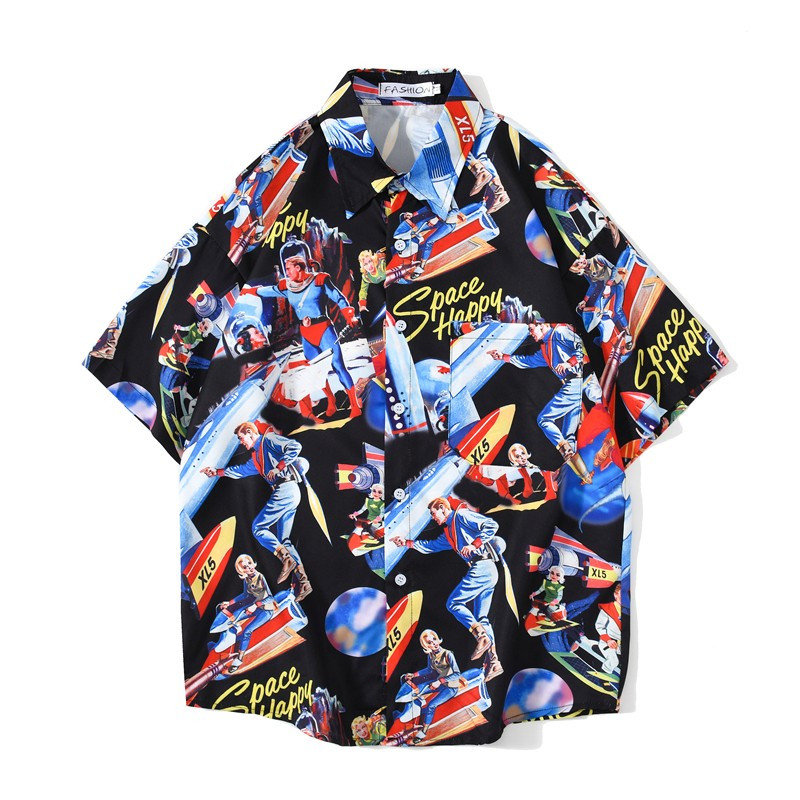 Retro Abstract Oil Painting Full Print Short Sleeve Shirt