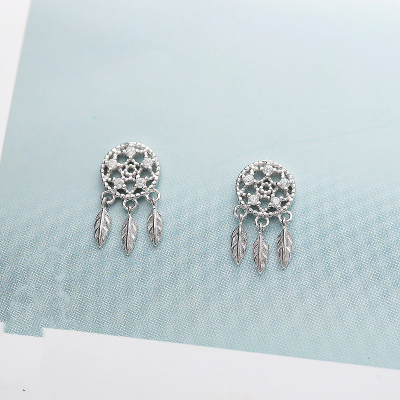 Vintage Small Earrings Temperament Korean Feather Tassel Earrings