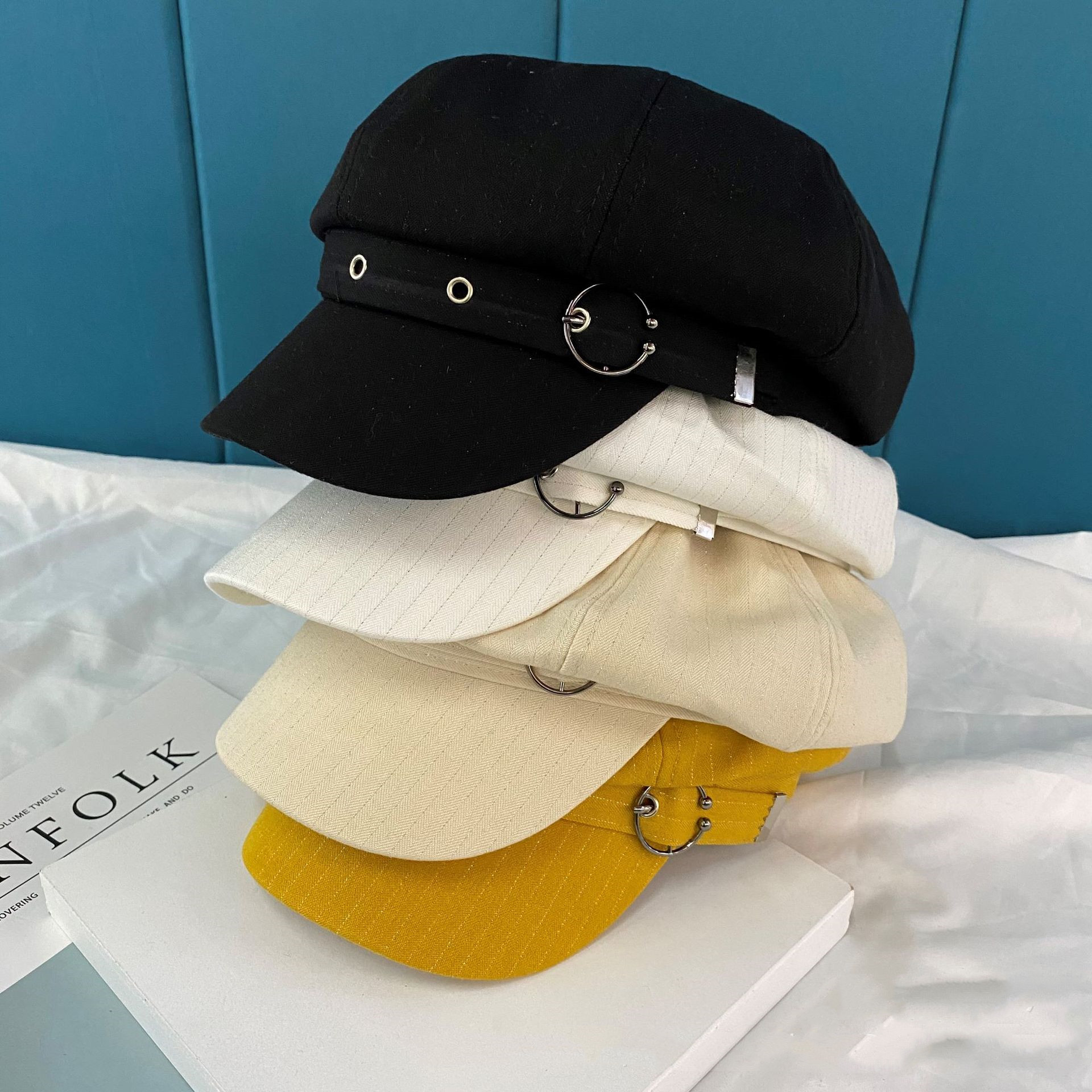 Striped Hoop Octagonal Hat Vintage Beret