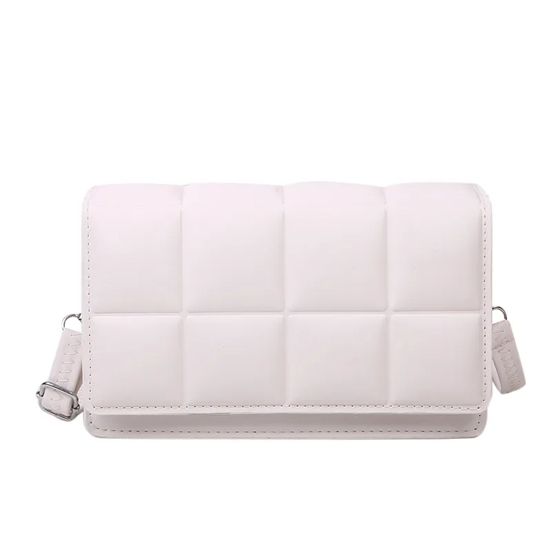 Fashion Ladies Shoulder Bag PU Small Square Bag Messenger Backpack - White