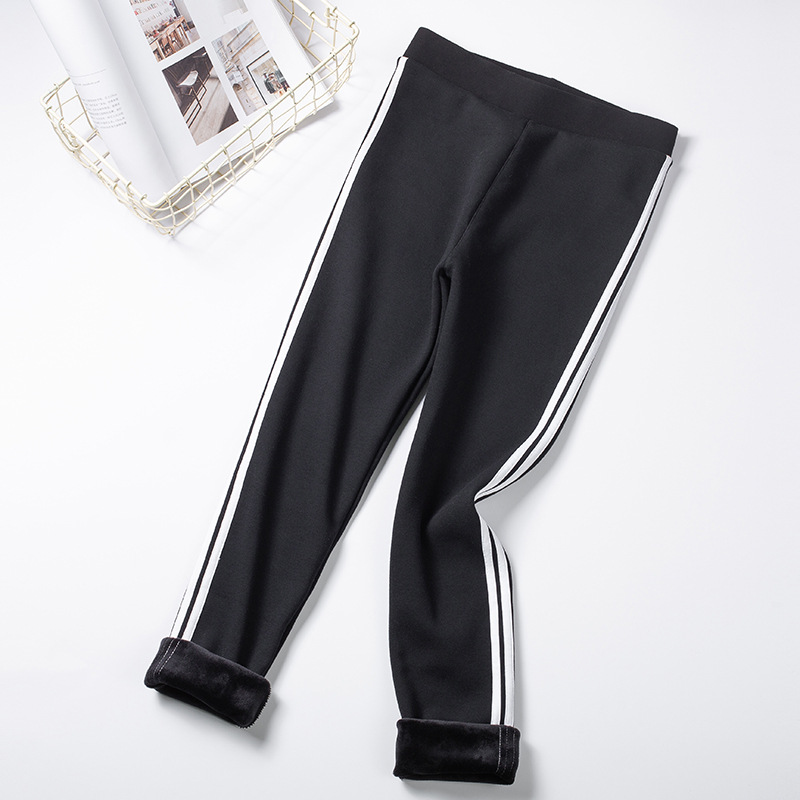 Vertical Stretch Stretch Winter Warmth Tight Fitting Sports Plus Fleece Bottom Pants