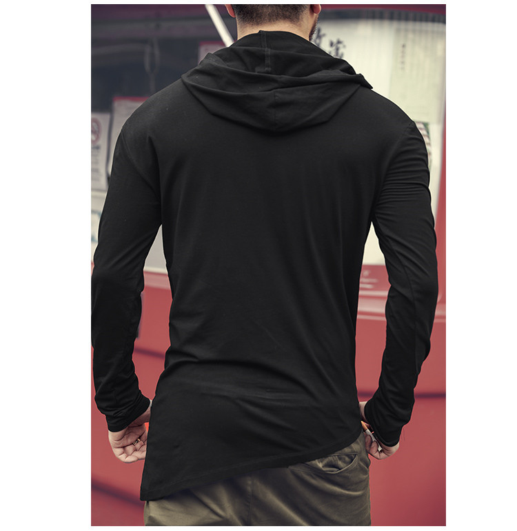 Stacked Collar Irregular Hem Long-Sleeved T-Shirt