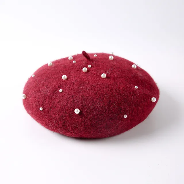 Hat Female Autumn And Winter Small Fresh Pearl Bud Wine - Shop at LoveMi