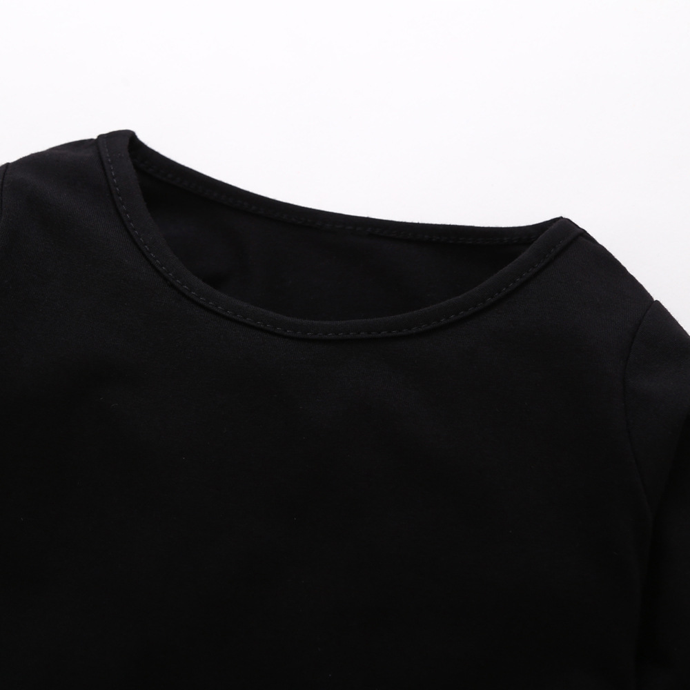 New cross-border European and American children's suit black long T-shirt blue jeans factory direct sale ins hot style