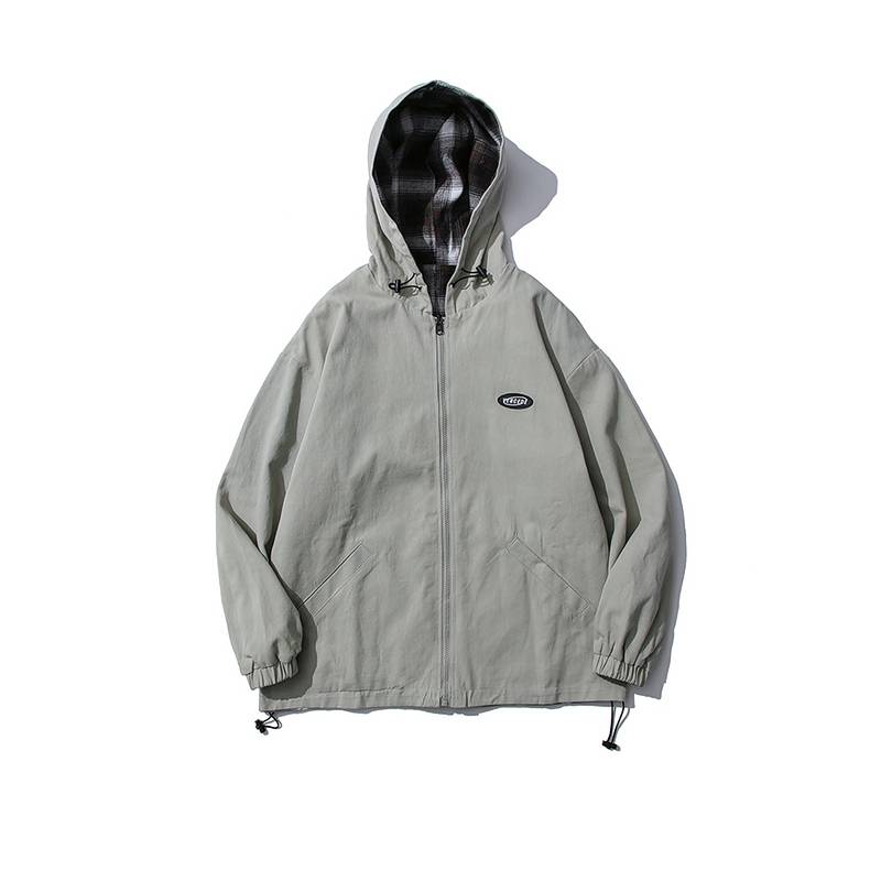 Retro Check Hooded Workwear Men's Jacket