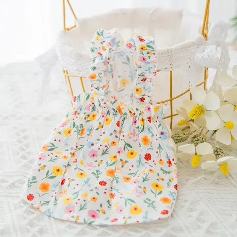 Floral Anti-hair Cat Halter Skirt