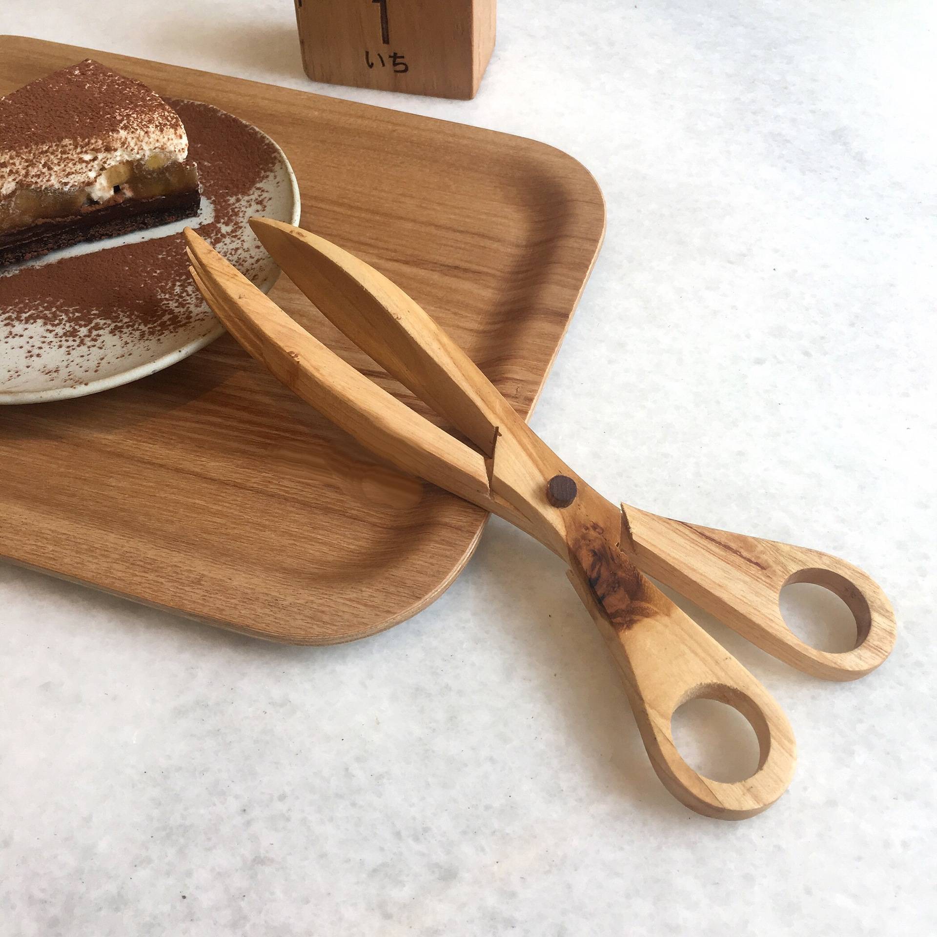 Title 1, Wooden Salad Clamp Solid Wood Scissors Cake Clamp