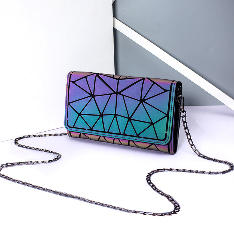 Title 2, Fashion Luminous Chain Crossbody Geometric Rhom...