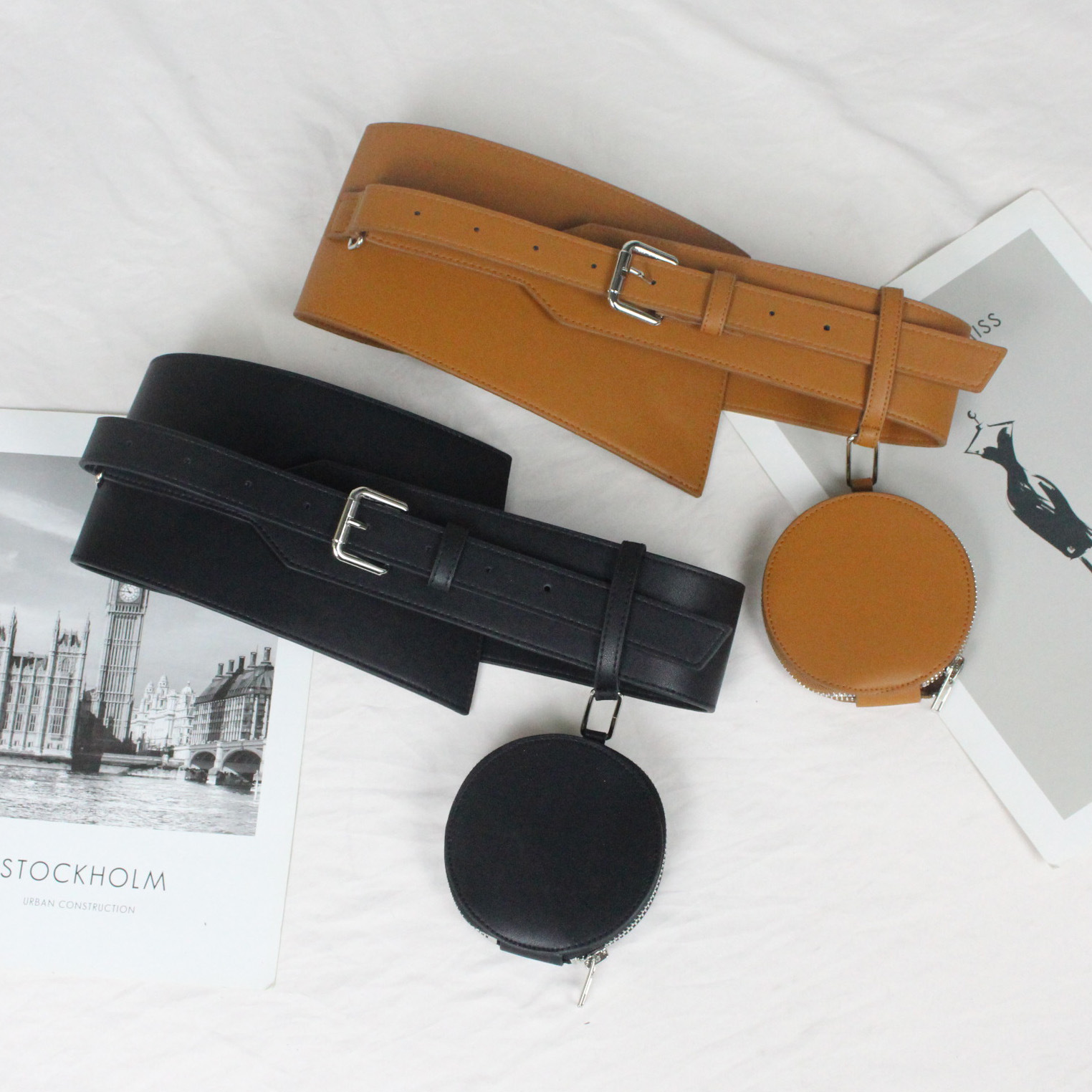 Irregular Ultra-wide Girdle Women's Small Round Bag Decoration