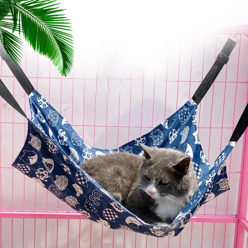 Summer Linen Cat Cage Adjustable Hammock