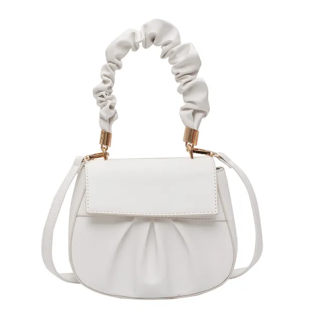 Pleated retro portable diagonal bag White - Shop at LoveMi