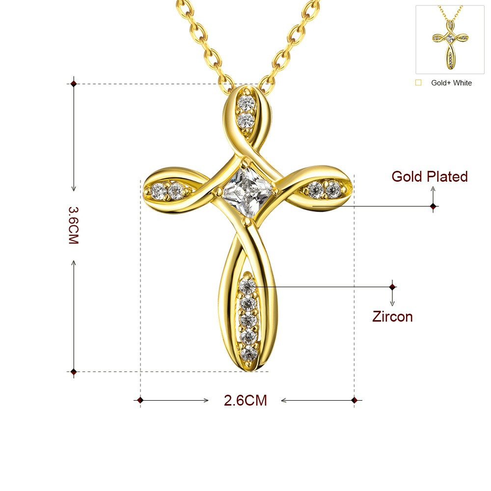 Zircon Pendant Trend Elegant Cross Necklace