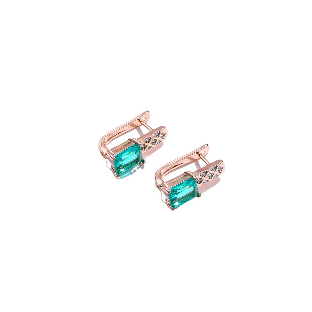Simple And Fresh Green Zircon CopperEarrings