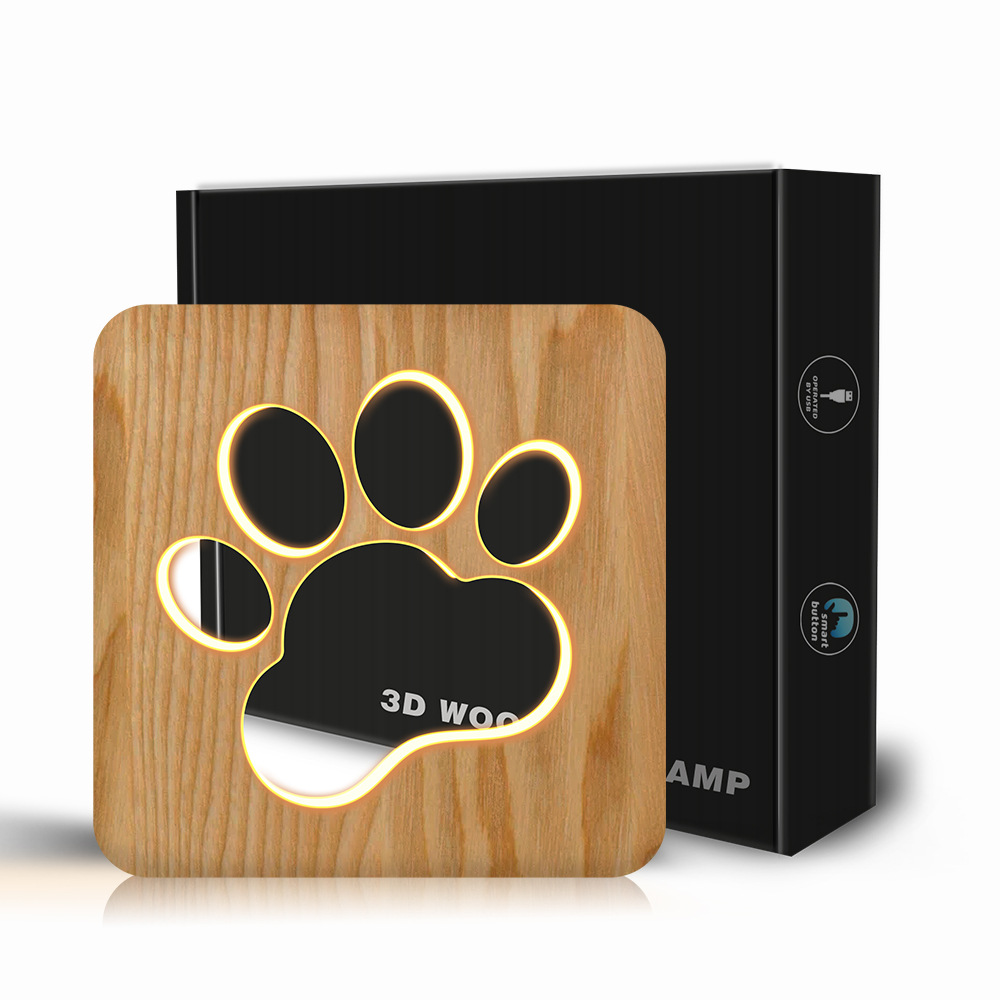 Wooden Dog Paw Night Light