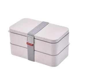 Double Layer Rectangular Wheat Straw Lunch Box