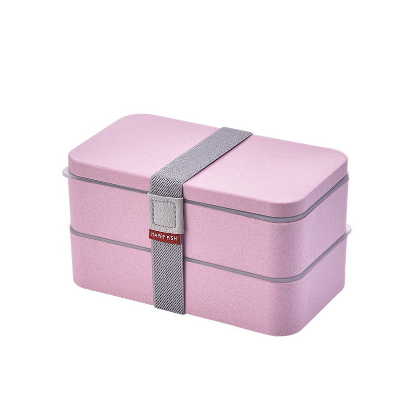 Double Layer Rectangular Wheat Straw Lunch Box
