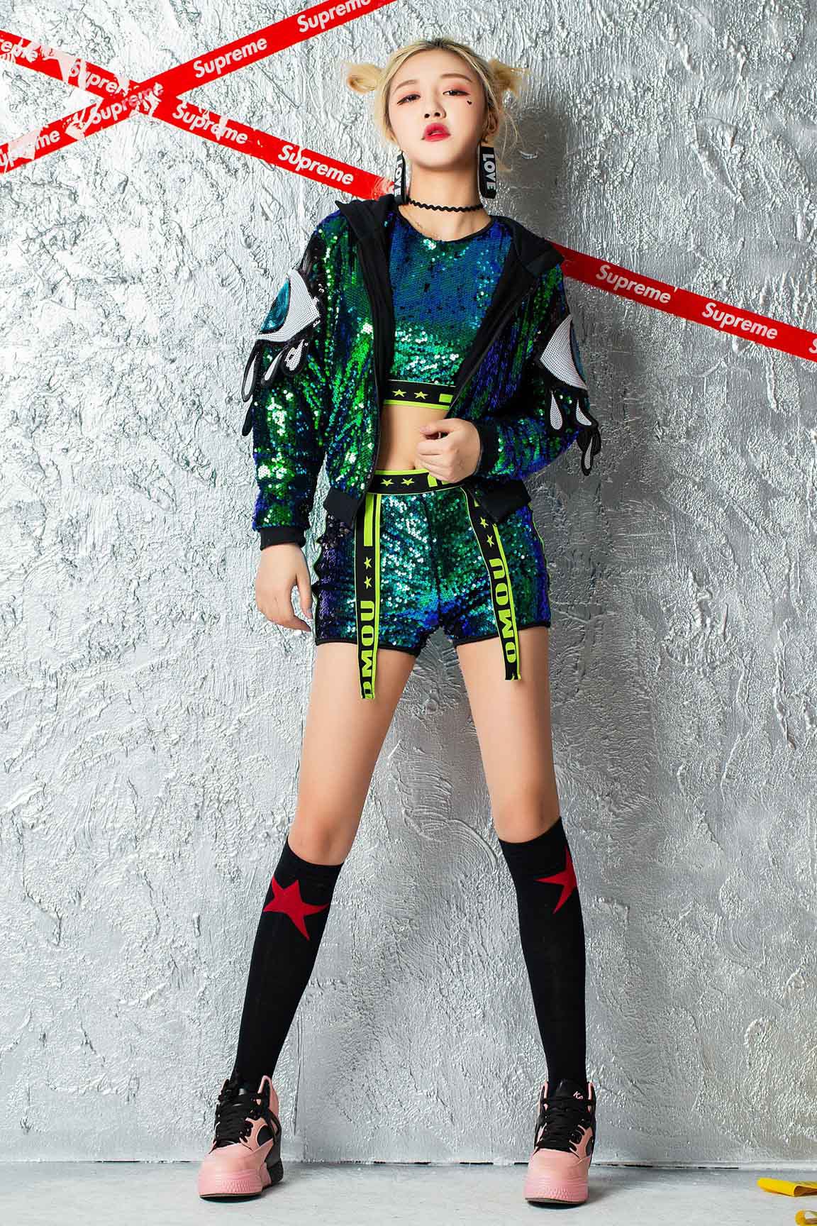 Sequined Jacket Loose Jazz Dance Performance Costume Set