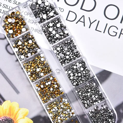 Nail Art Accessories Square Flat Bottom Shaped Rhinestone 12-compartment