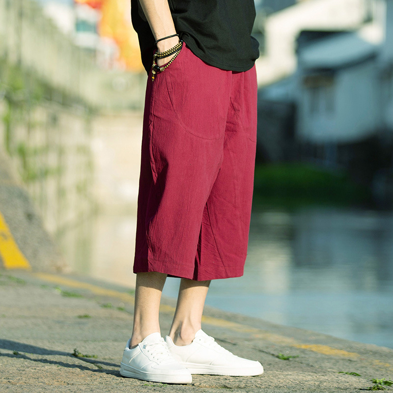 Casual Men's Summer Solid Color Cropped Pants