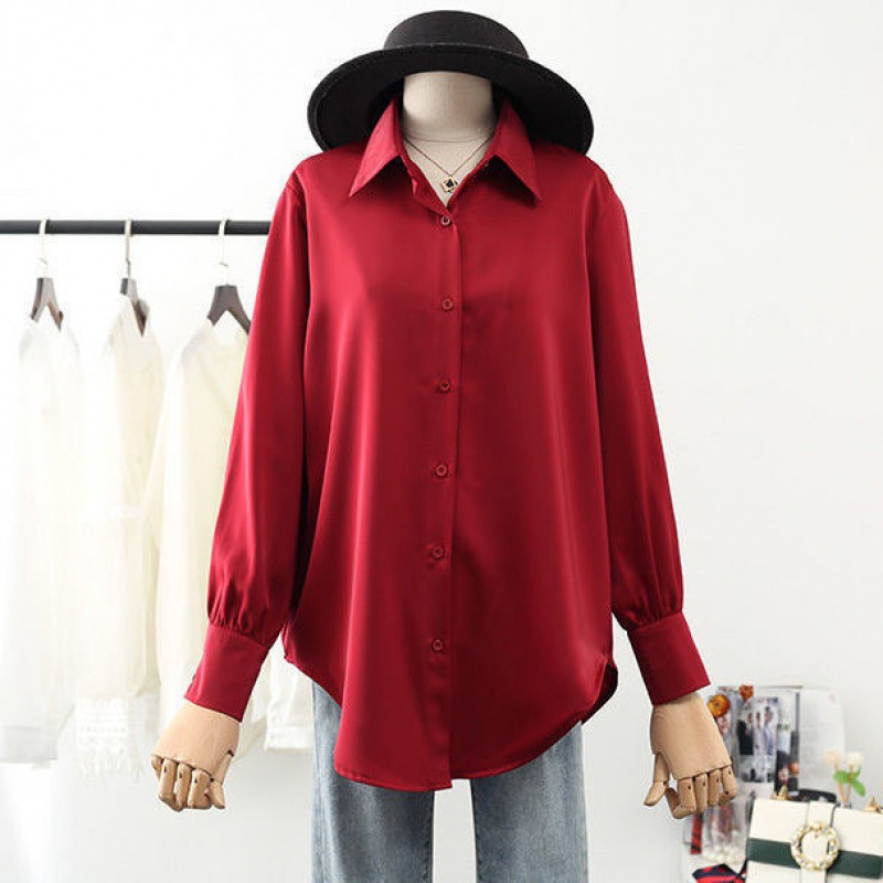 Women's Loose Shirt Chiffon Top Long Sleeves