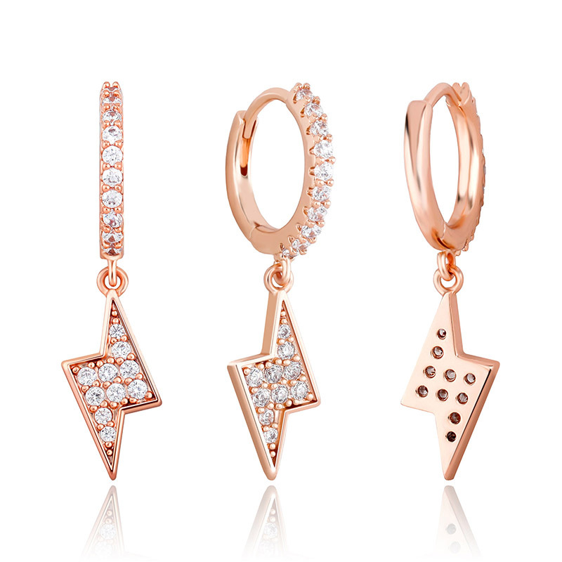 Full Zircon Hip-hop Personality Lightning Women's Earrings