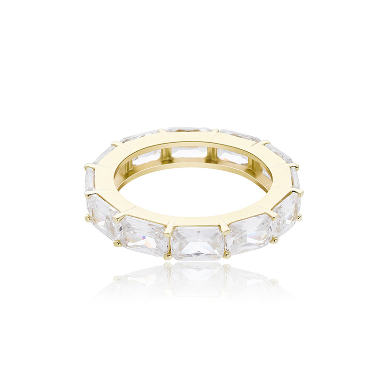 Square Zircon Real Gold Plating Hip-hop Simple Ring