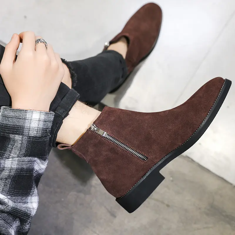 British Style Autumn Leather Mid-cut Boots