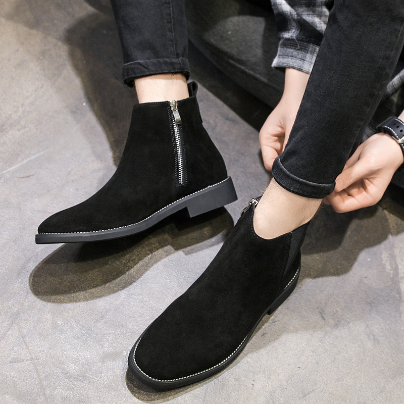 British Style Autumn Leather Mid-cut Boots