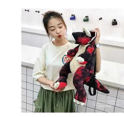 Simulation big dinosaur children's backpack creative new cartoon toy dinosaur bag plush toy bag factory direct supply